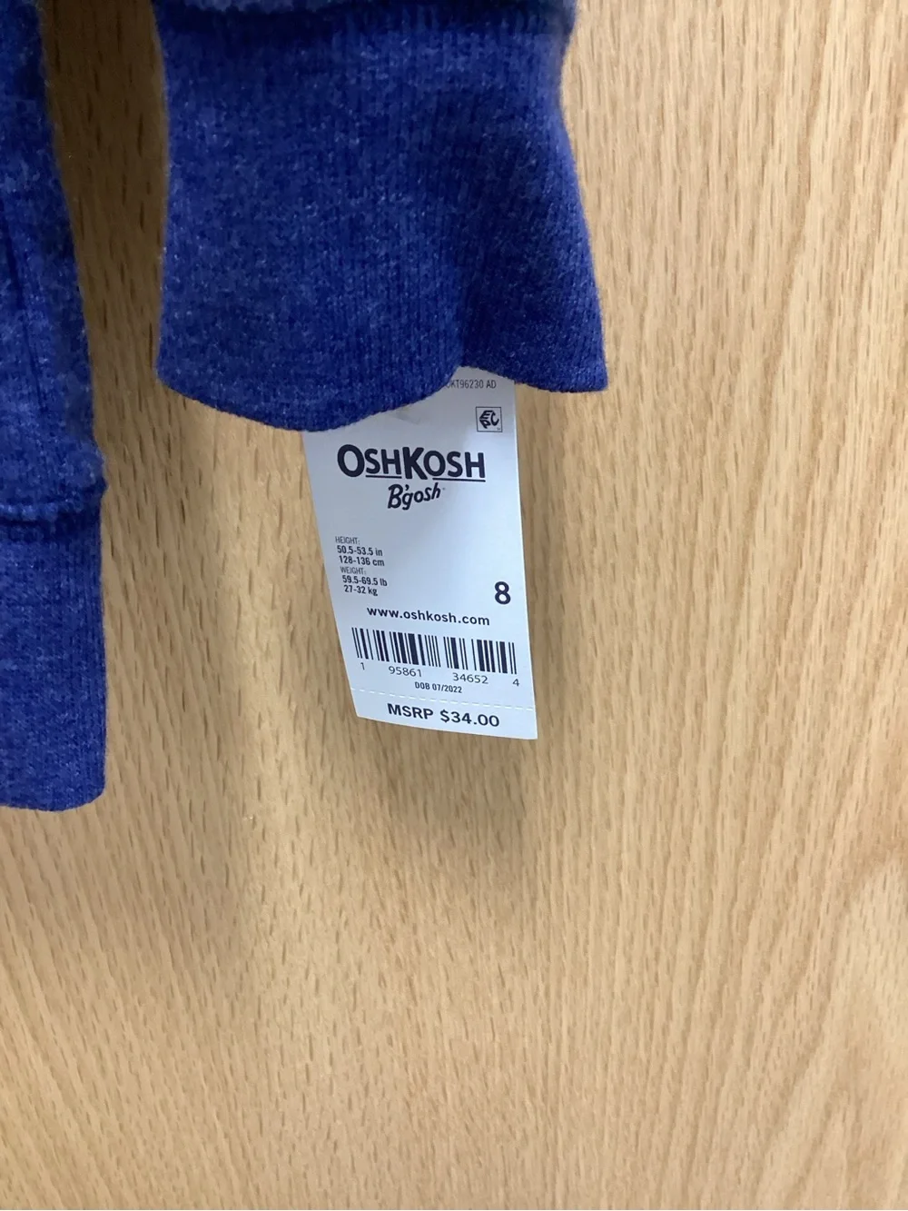 OshKosh B'gosh Navy Zip Hoodie with Front Pocket
